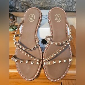 Ash Women's Tan Studded Sandals